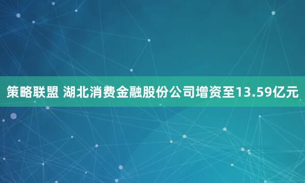 策略联盟 湖北消费金融股份公司增资至13.59亿元